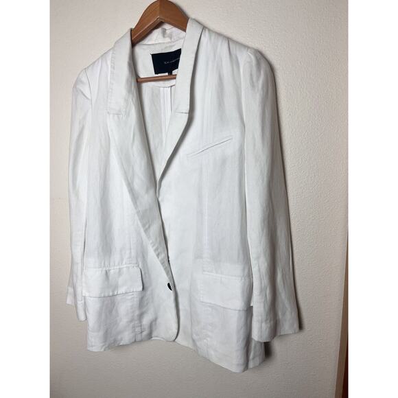Kai-aakmann Women’s Sz Medium White Cotton Flax Blazer Jacket - Picture 2 of 8